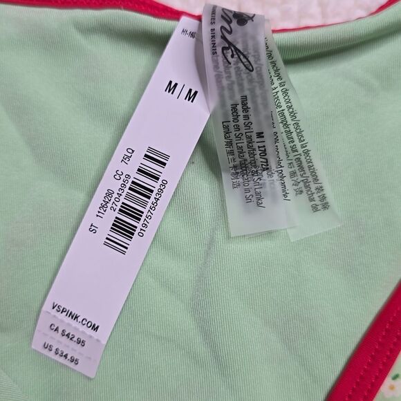 1304 NWT PINK by Frankies Bikinis Monty Bikini Bottom Cherry Hearts MED - Picture 3 of 5